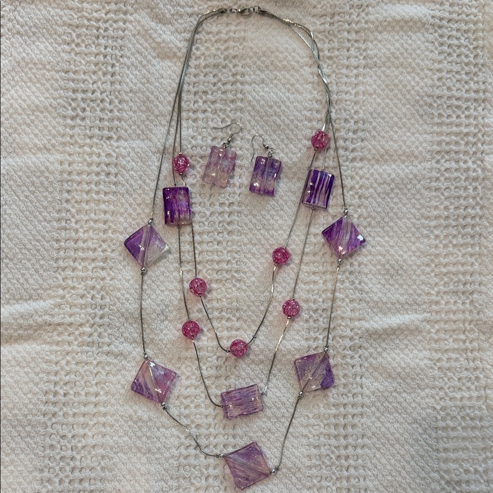 Purple & Pink Jewelry Set 💜💖 Elegant Statement Accessory Set
